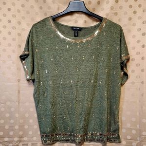 Olive shirt with some bling!